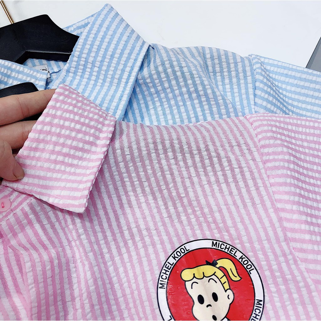 Áo sơ mi Kẻ Nhăn logo ngực 2 màu xinh ( kèm ảnh thật, video ) | BigBuy360 - bigbuy360.vn
