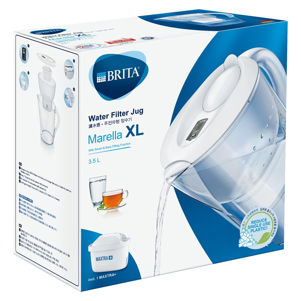 Combo Bình Lọc Nước BRITA Marella XL 3.5L kèm Hộp 6 lõi lọc BRITA Maxtra Plus - Trắng