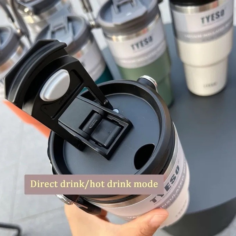 TYESO Giữ Nhiệt Màu Hút Chân Không Cách Nhiệt Cốc Tập Uống 600 &amp; 900Ml xe hơi Du Lịch Inox Cà Phê Cốc Sứ Có Hơi với tay cầm bình giữ nhiệt