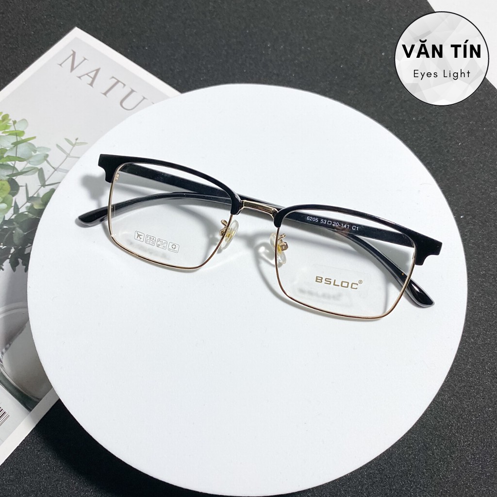 Mắt kính gọng cận nam nữ LYLY T6205 mắt vuông viền kim loại càng nhựa nhiều màu