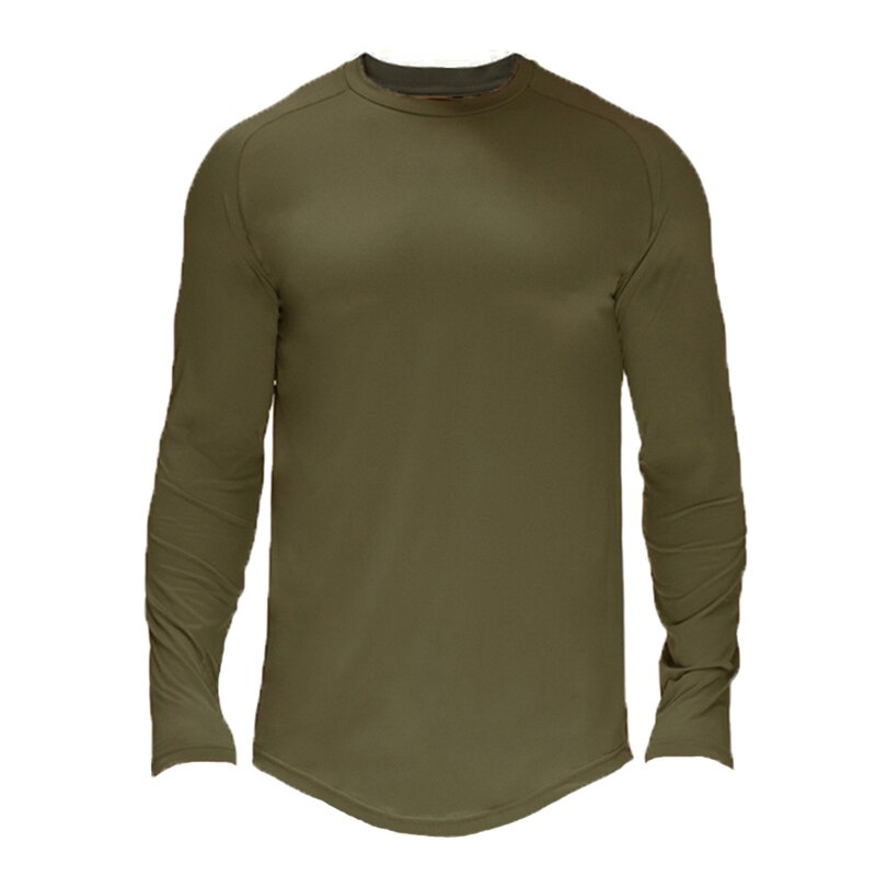 Áo Thun Thể Thao Tay Dài Cổ Tròn Màu Sắc Đơn Giản Chất Liệu Nhanh Khô Thoáng Khí Cho Nam