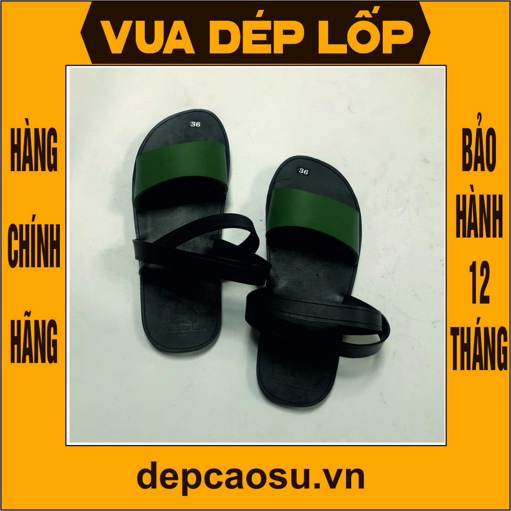 Dép cao su 2 quai ngang đế 2,5cm xanh bộ đội thương hiệu Vua Dép Lốp Phạm Quang Xuân, chính hãng, có bảo hành, ảnh thật