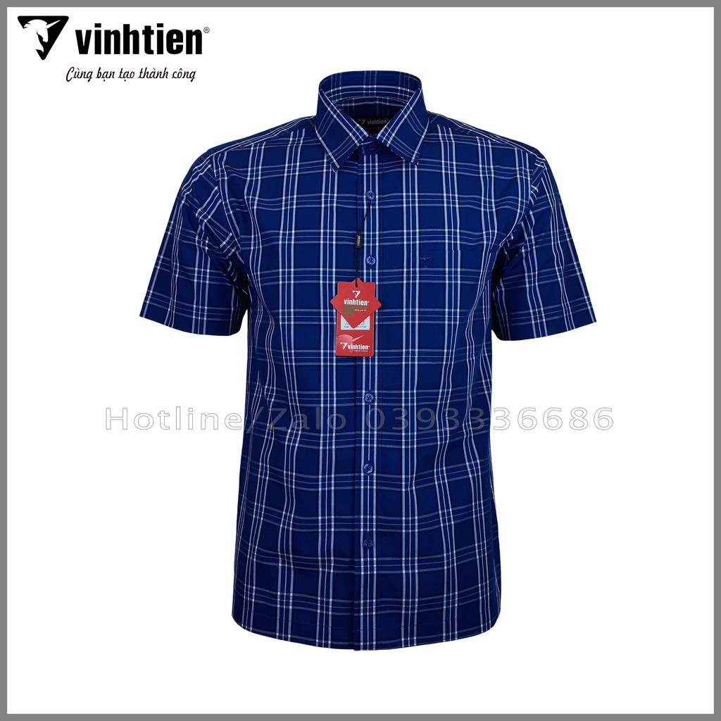 Áo Sơ Mi Tay Ngắn Sọc Caro Bamboo Vĩnh Tiến Regular Vạt Ngang 439 - Mẫu 2