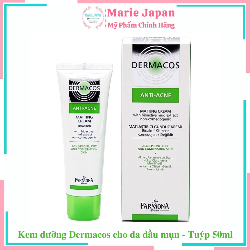 Kem Dưỡng Dermacos giảm mụn kiềm dầu Farmona Anti Acne Matting Cream 50ml