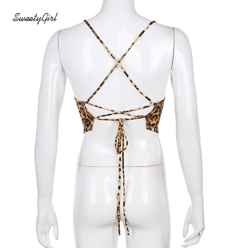 Áo Hai Dây Họa Tiết Da Báo Hở Lưng Quyến Rũ Hợp Thời Trang Cho Nữ