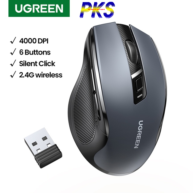 UGREEN 90545 Chuột Không Dây Thiết Chuột 4000 DPI Im Lặng 6 Nút Bấm Chuột Êm 2.4G - Hàng chính hãng