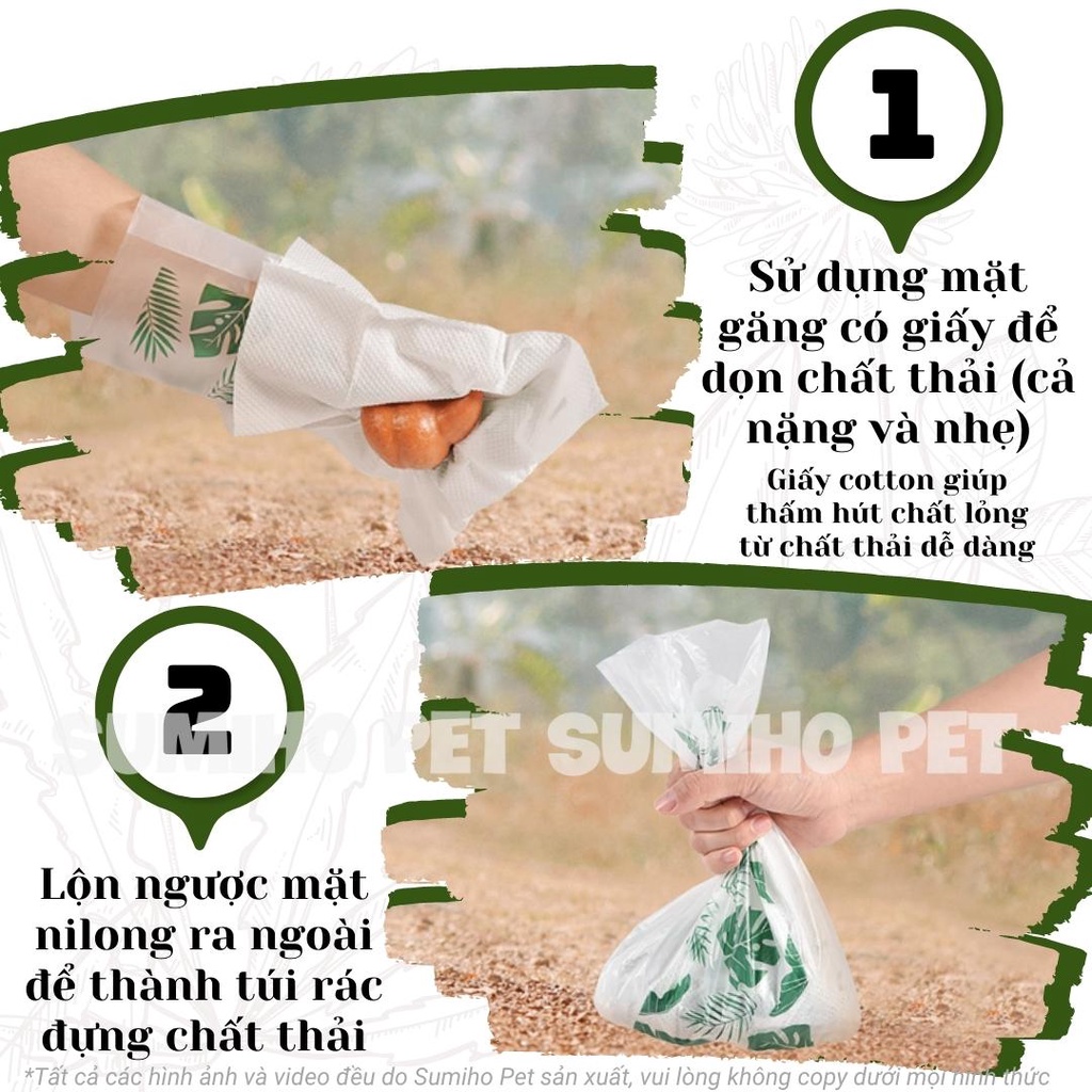 Găng tay tiện lợi dọn vệ sinh cho thú cưng 2 trong 1 (Bịch 10 cái)
