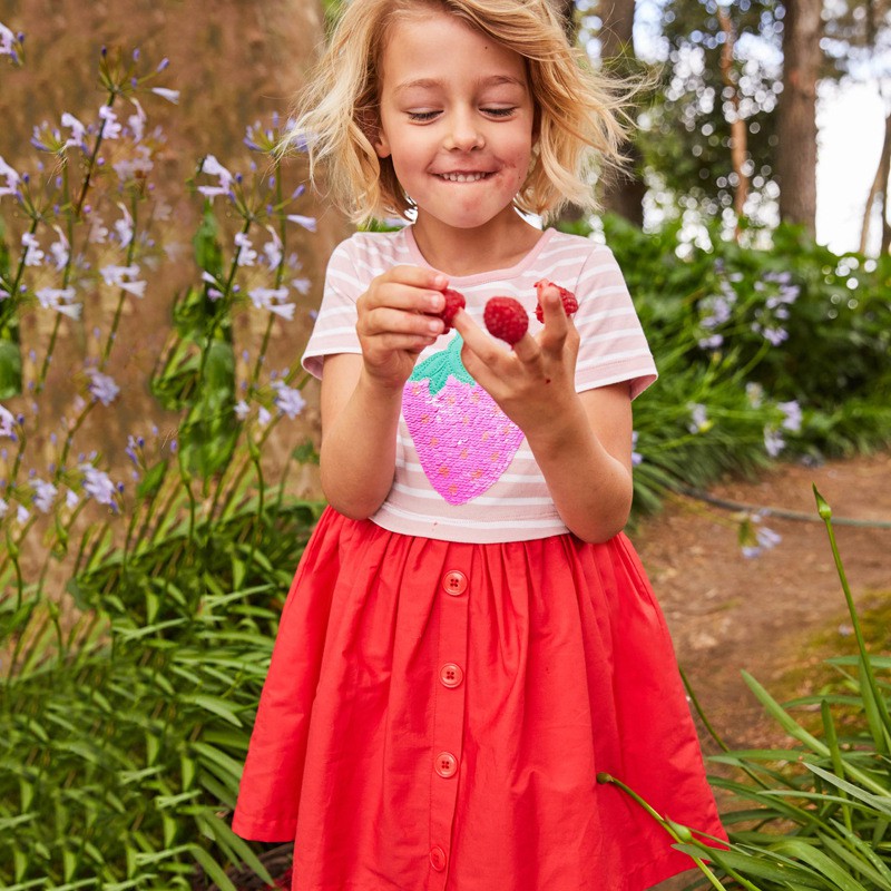 Đầm bé gái LITTLE MAVEN cotton dâu tây 2-6 tuổi