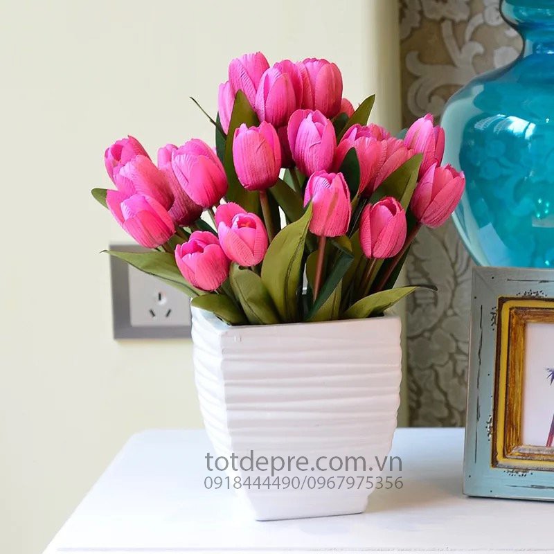 Chùm Tulip 9 bông - Hoa giả siêu bền đẹp