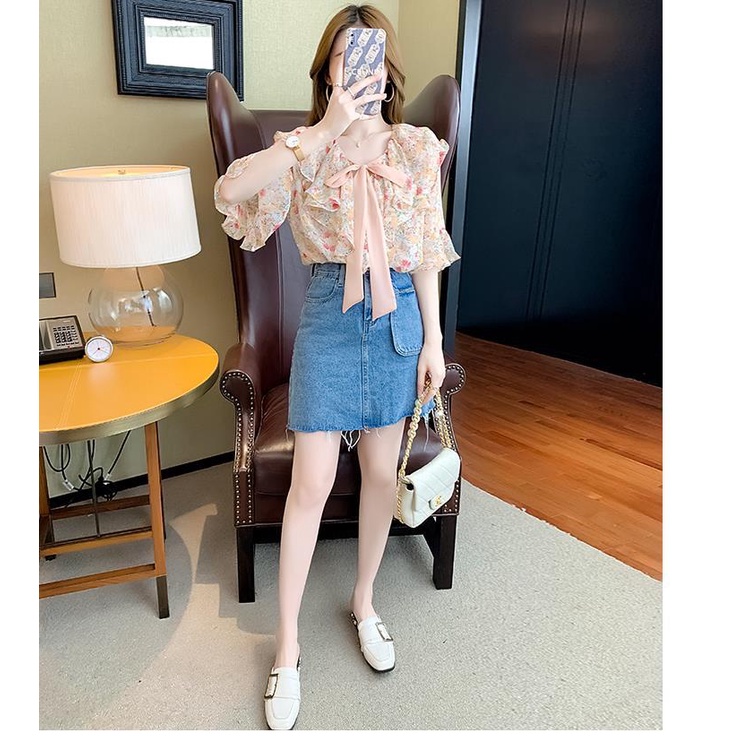 Áo Sơ Mi Chiffon Tay Bèo In Hoa Size Lớn Thời Trang Mùa Hè Cho Nữ