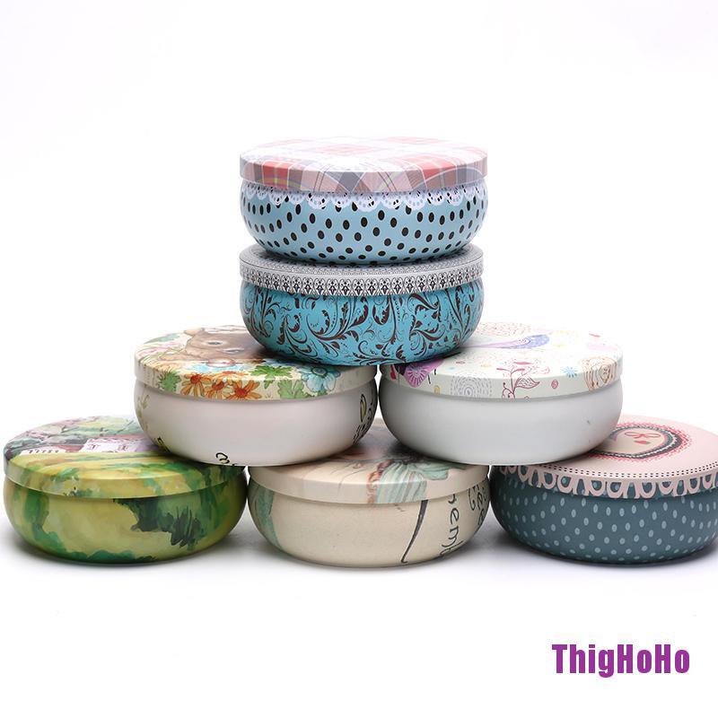 Hộp thiếc tròn đựng trà bánh in họa tiết nhiều kiểu tùy chọn