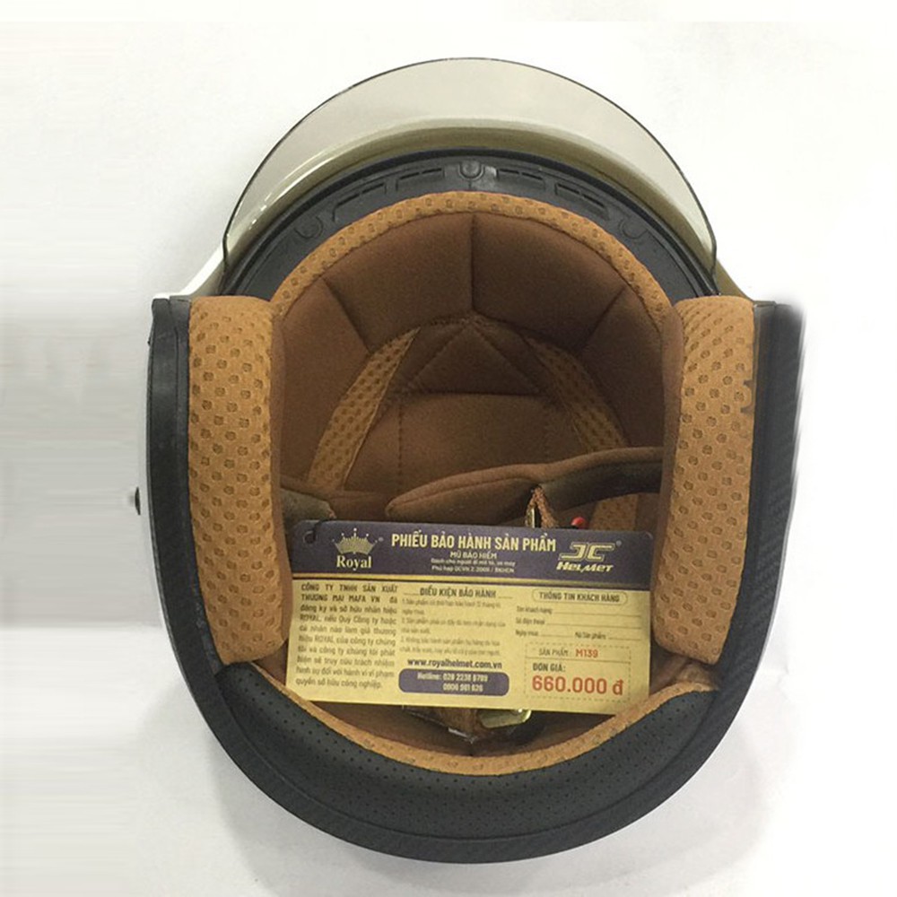 Mũ bảo hiểm 3 4 royal m139 Đen Nhám - BH Chính Hãng 12T