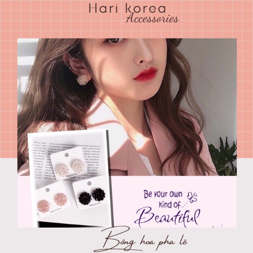 Bông tai hoa pha lê tuyết , khuyên tai hoa , phụ kiện nữ trang cao cấp - Hari Korea Accessories