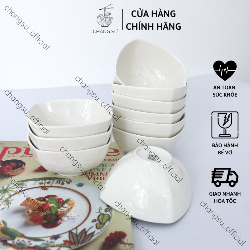Bát vuông ăn cơm Hàn Quốc dễ thương - Bát sứ vuông đựng chè, sữa chua, kem, hoa quả dầm