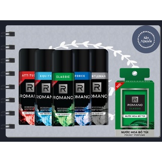 XỊT KHỬ MÙI ROMANO 150G KÈM NƯỚC HOA 18ML (GIAO TÙY Ý).