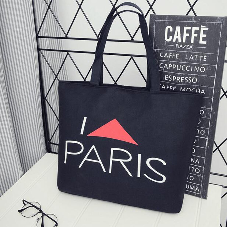 Túi Xách Vải Canvas Cỡ Lớn In Họa Tiết Xinh Xắn Dành Cho Nữ