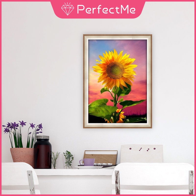 Bộ tranh đính đá 5D tự làm 30x40 hình hoa hướng dương