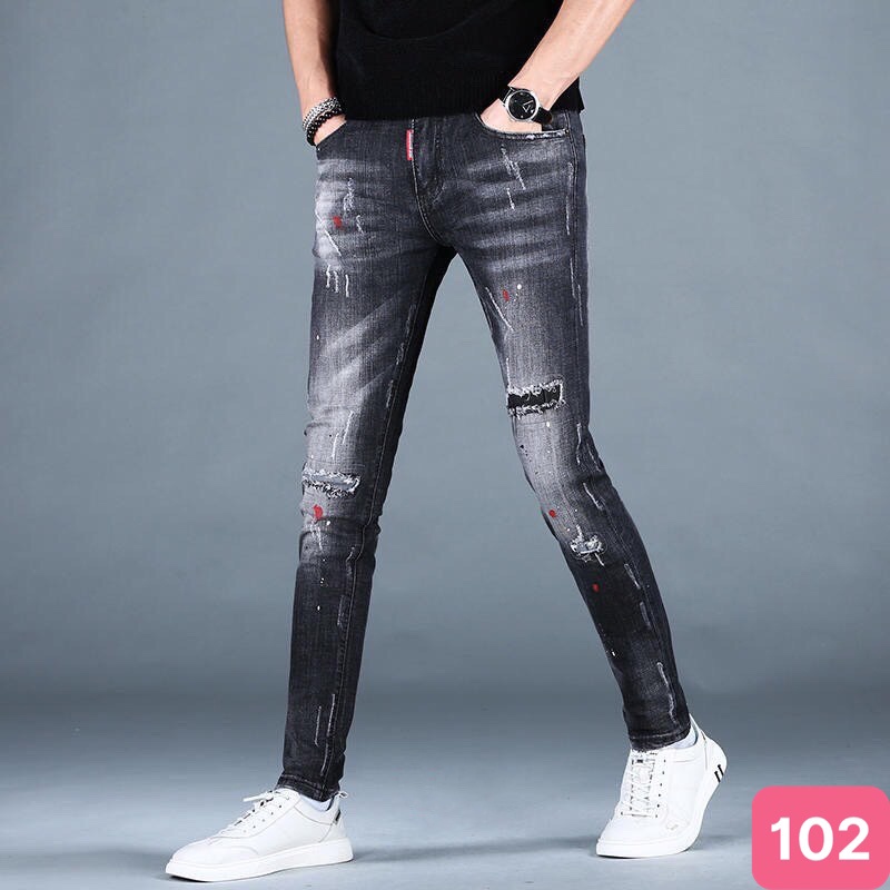 Quần jean nam màu đen rách gối chất bò cao cấp co dãn 4 chiều cực đẹp, quần rin nam QDJ0102 sơn Nhiều mẫu mới