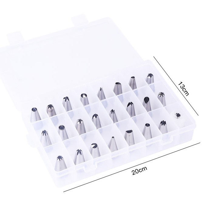 Đui bắt bông kem 24 cái tặng kèm túi silicon