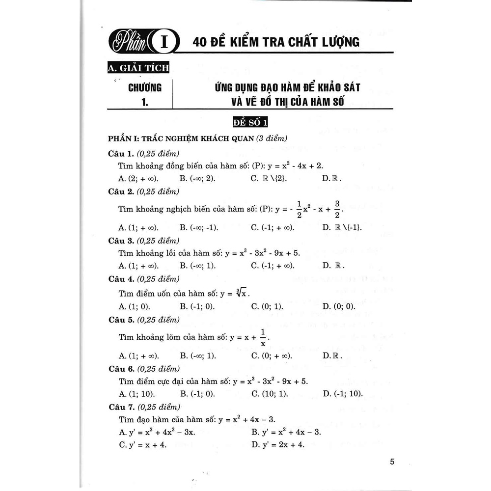 Sách - 40 Đề Kiểm Tra Trắc Nghiệm Toán 12