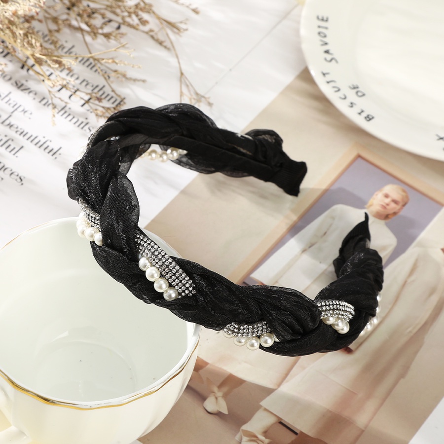 Băng Đô Cài Tóc Dạng Lưới Xoắn Đính Hạt Ngọc Trai Và Kim Cương Thời Trang Hàn Quốc Cho Nữ