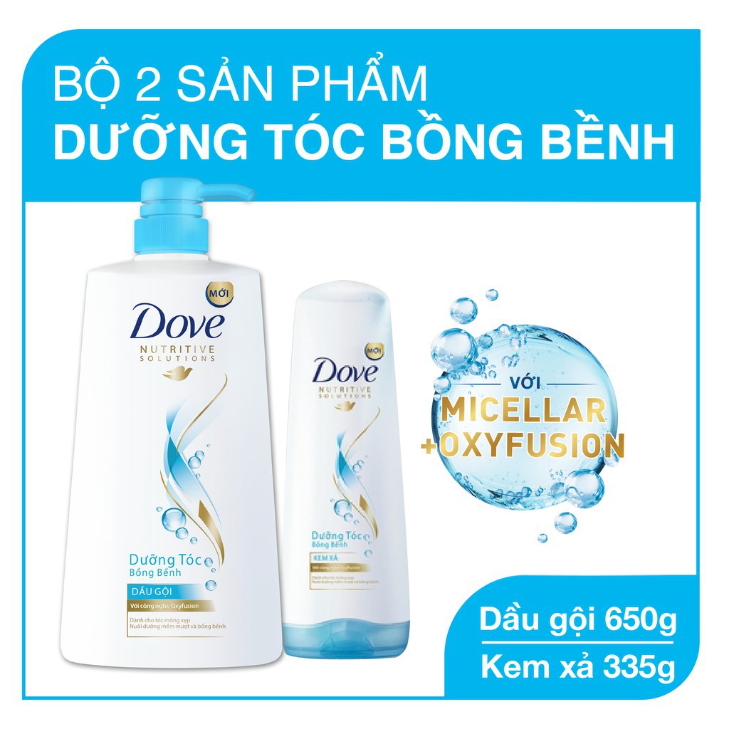 Bộ sản phẩm Dove Dưỡng Tóc Bồng Bềnh dầu gội 640g + kem xả 320g