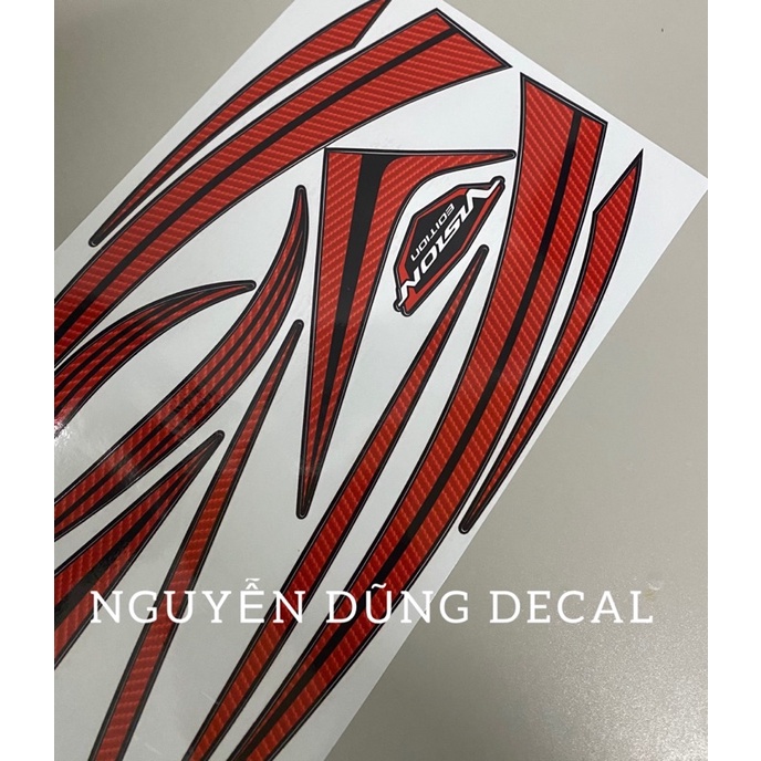 Tem chế nguyên bộ cho xe Vision sọc đỏ đen_Nguyễn Dũng Decal