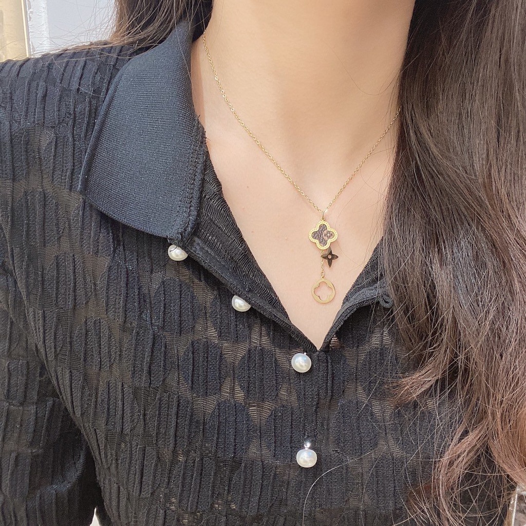 LOUIS VUITTON Vòng cổ Mặt Chữ LV Phong Cách Hàn Quốc Đơn Giản Cho Cặp Đôi