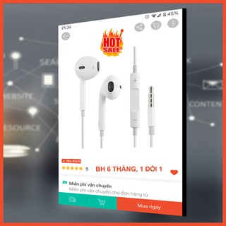 Tai Nghe iPhone 6s Nhét Tai Có Mic Hàng Foxconn Chất Lượng Chính Hãng