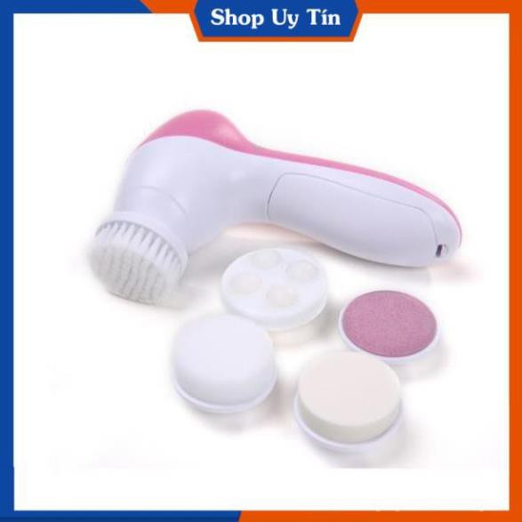 Máy Rửa Mặt Massage 5-in-1 5 đầu tiện dụng (massage, mút xốp, đá nhám,...)