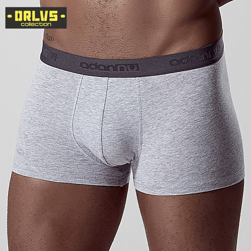 ORLVS Quần lót boxer vải cotton màu trơn thoáng khí thời trang dành cho nam Ad304