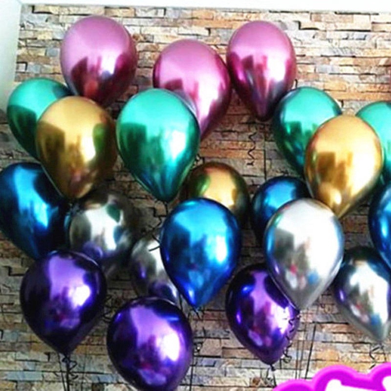 Set 10 bong bóng ánh kim loại dùng trang trí tiệc sinh nhật đám cưới