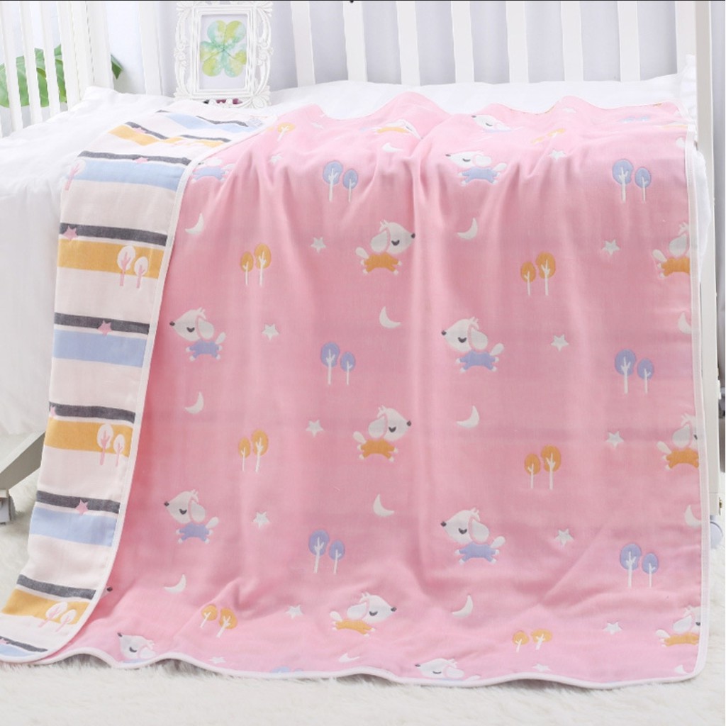 Chăn, Mền Cotton 6 lớp họa tiết xinh xắn cho bé (KT: 110 x 110cm)