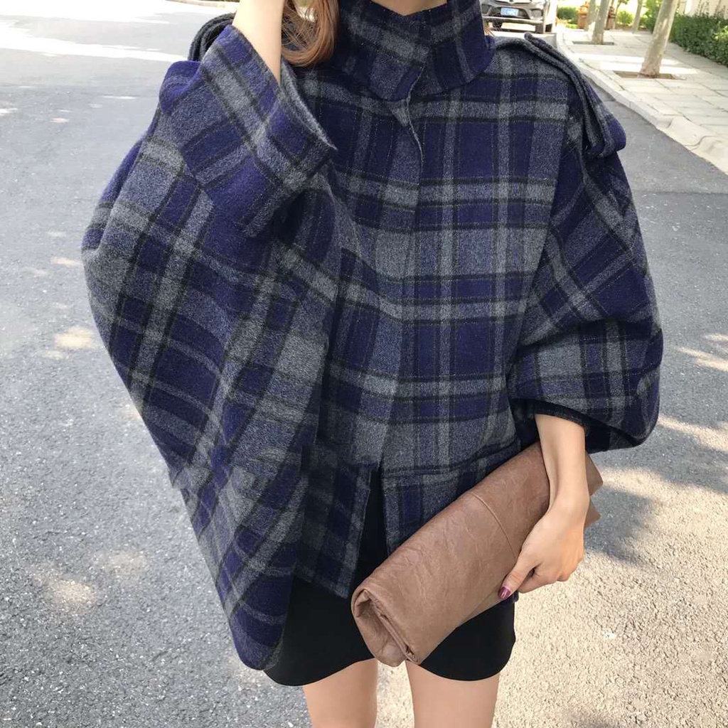 👗👗Áo khoác len cánh dơi cổ đứng dáng rộng màu trơn phong cách Retro Pháp | BigBuy360 - bigbuy360.vn