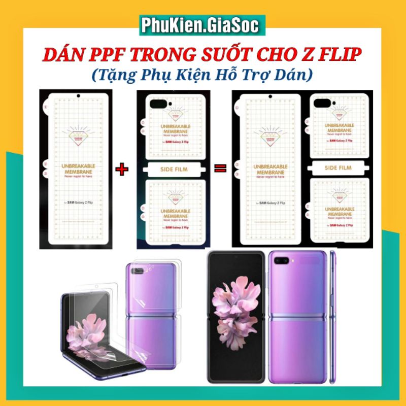 MIẾNG DÁN MÀN HÌNH PPF TRONG SUỐT MẶT TRƯỚC VÀ SAU CHO SAMSUNG GALAXY Z FLIP