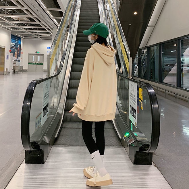 COZOK Áo Hoodie Tay Dài Form Rộng In Họa Tiết Phong Cách retro