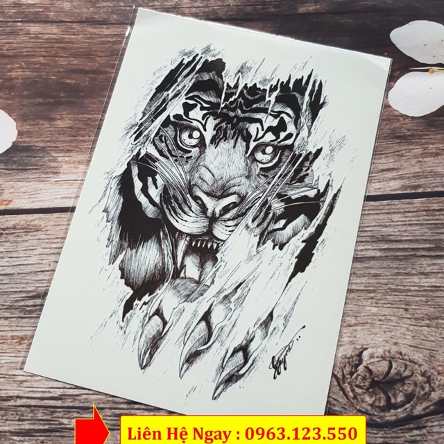 Hình xăm dán hổ -sói