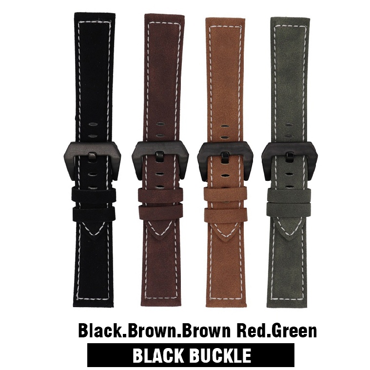 Universal Retro Genuine Leather Wristwatch Band Strap Black Buckle 18/20/22/24mm