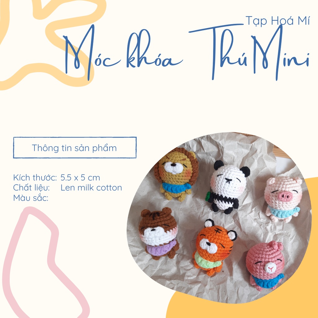 MÓC KHOÁ THÚ LEN MINI HANDMADE  ĐÁNG YÊU