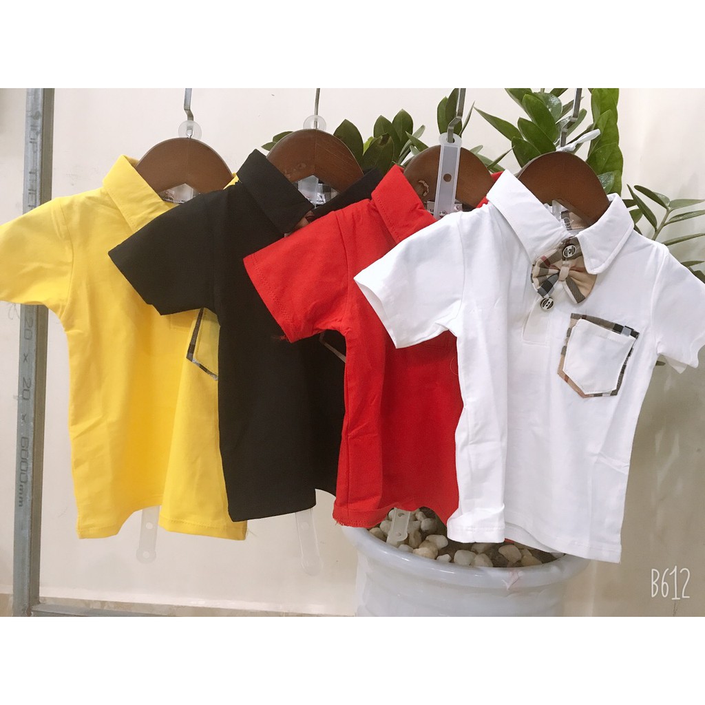 Áo phông cổ đức kèm có nơ cho bé