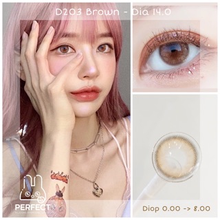 LINK 1 (GIÁ 1 CHIẾC) 14.0 (0.00->8.00) Lens D203 Brown - Kính Áp Tròng