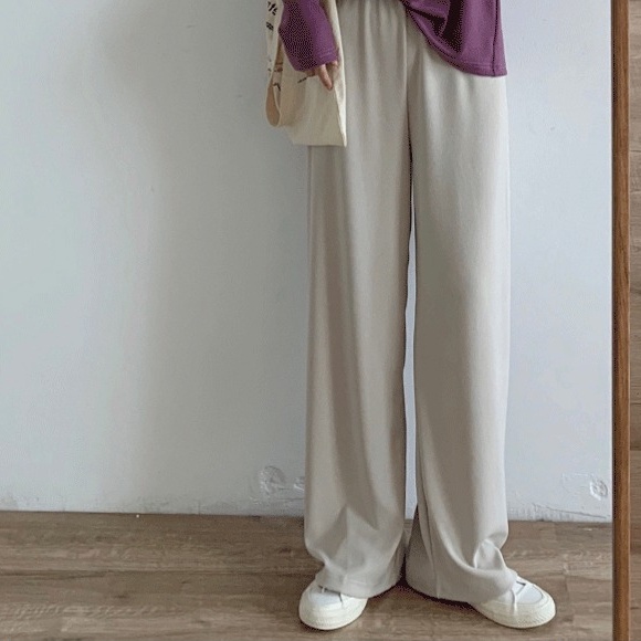 SUXI Quần Dài Lưng Cao Ống Rộng Màu Sắc Đơn Giản Có Size Lớn Cho Nữ