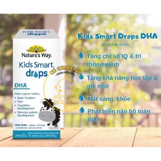Siro bổ sung dha dạng giọt cho bé của úc nature's way kids smart drops dha 20ml