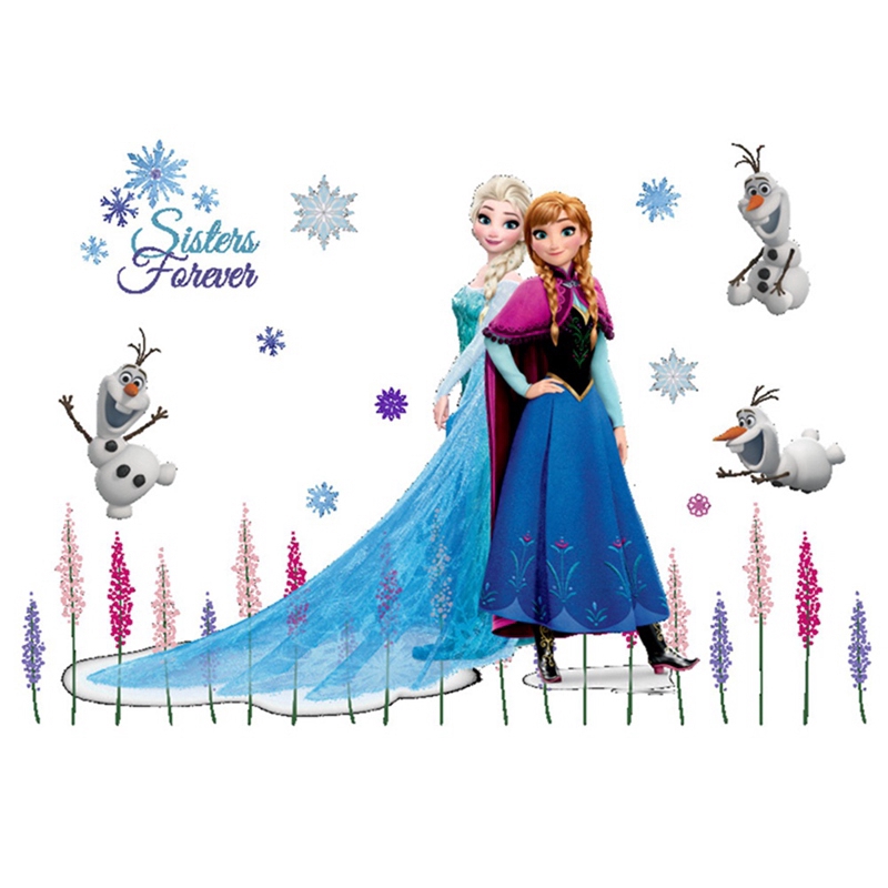 Sticker Dán Tường Hình Công Chúa Elsa Và Anna Trong Phim Frozen