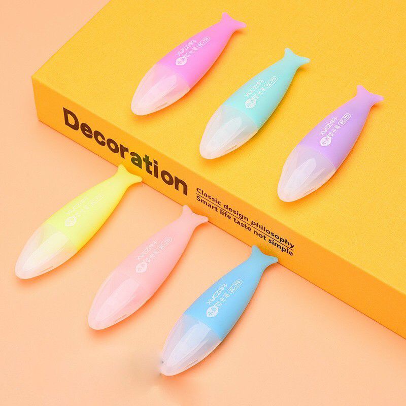 sét 6 bút dạ quang hình cá