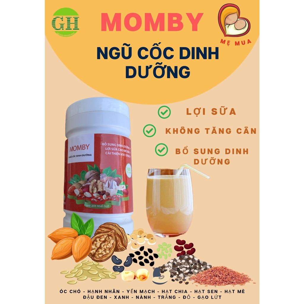 Bột ngũ cốc l.ợi s.ữ.a MOMBY - GIA HÂN. Ngũ cốc Hạt 100% thiên nhiên, giúp mẹ l.ợ.i s.ữ.a - bé thông minh