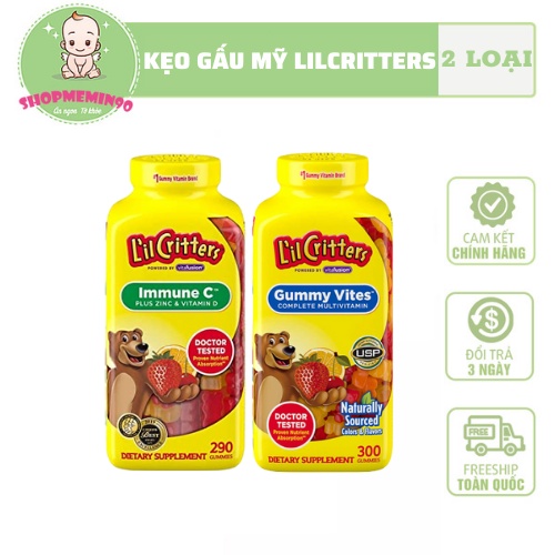 Kẹo Dẻo Gấu Cho Bé LilCritters Gummy Vites và OMEGA 3 cho bé t5 2023