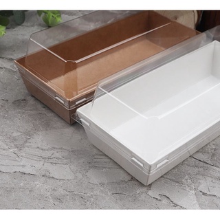 Hộp giấy Kraft chữ nhật màu da bò nắp trong đựng bánh/thức ăn (set 10)