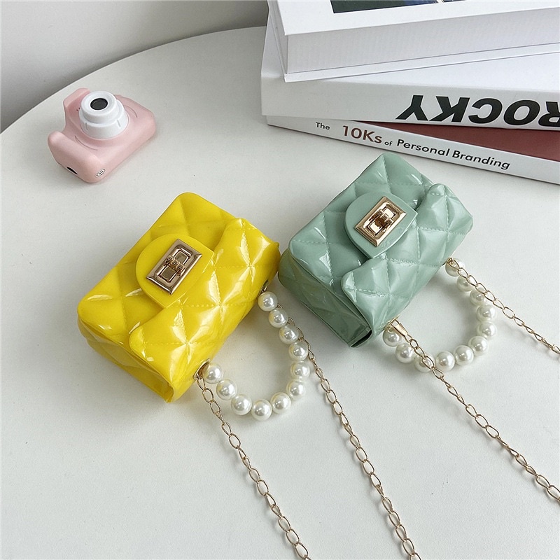 Túi xách đeo chéo mini quai ngọc cho bé gái