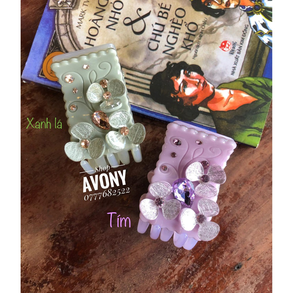 [Mã FAMARAL1 giảm 10K đơn 50K]kẹp tóc Cặp tóc càng cua meka hoa nổi 5 răng pha lê